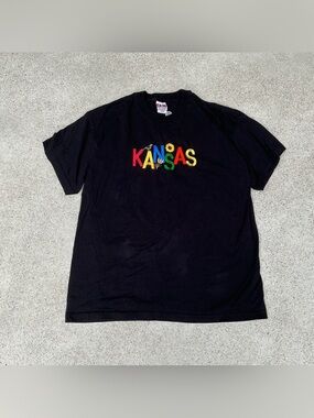 Vintage Made in USA Embroidered Kansas Bayside Tee